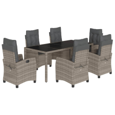 vidaXL 7 részes szürke polyrattan kerti étkezőgarnitúra párnával (3212650) kerti bútor