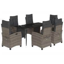 vidaXL 7 részes szürke polyrattan kerti étkezőgarnitúra párnával (3212992) kerti bútor