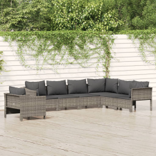 vidaXL 7 részes szürke polyrattan kerti ülőgarnitúra párnákkal kerti bútor