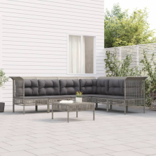 vidaXL 7 részes szürke polyrattan kerti ülőgarnitúra párnákkal kerti bútor