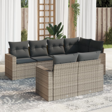 vidaXL 7 részes szürke polyrattan kerti ülőgarnitúra párnákkal kerti bútor