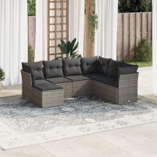 vidaXL 7 részes szürke polyrattan kerti ülőgarnitúra párnákkal kerti bútor