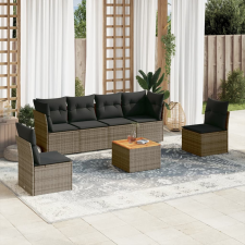 vidaXL 7 részes szürke polyrattan kerti ülőgarnitúra párnákkal kerti bútor