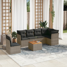 vidaXL 7 részes szürke polyrattan kerti ülőgarnitúra párnákkal kerti bútor