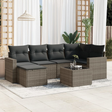 vidaXL 7 részes szürke polyrattan kerti ülőgarnitúra párnákkal kerti bútor