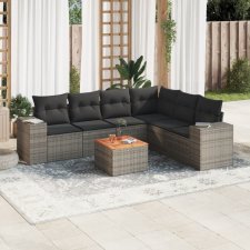 vidaXL 7 részes szürke polyrattan kerti ülőgarnitúra párnákkal kerti bútor