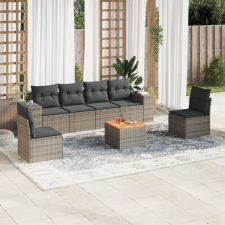vidaXL 7 részes szürke polyrattan kerti ülőgarnitúra párnákkal kerti bútor