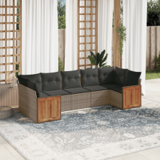 vidaXL 7 részes szürke polyrattan kerti ülőgarnitúra párnákkal kerti bútor
