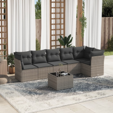 vidaXL 7 részes szürke polyrattan kerti ülőgarnitúra párnákkal kerti bútor