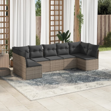 vidaXL 7 részes szürke polyrattan kerti ülőgarnitúra párnákkal kerti bútor