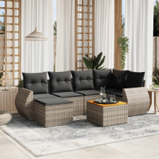 vidaXL 7 részes szürke polyrattan kerti ülőgarnitúra párnákkal kerti bútor