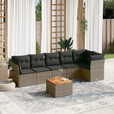 vidaXL 7 részes szürke polyrattan kerti ülőgarnitúra párnákkal kerti bútor
