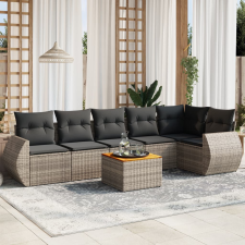 vidaXL 7 részes szürke polyrattan kerti ülőgarnitúra párnákkal kerti bútor