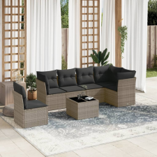 vidaXL 7 részes szürke polyrattan kerti ülőgarnitúra párnákkal kerti bútor