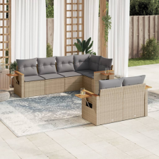 vidaXL 7 részes szürke polyrattan kerti ülőgarnitúra párnákkal kerti bútor