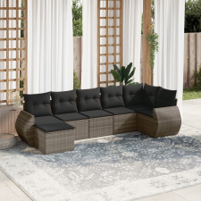 vidaXL 7 részes szürke polyrattan kerti ülőgarnitúra párnákkal kerti bútor