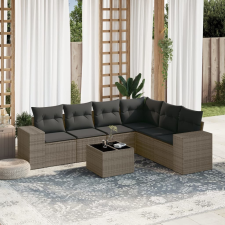 vidaXL 7 részes szürke polyrattan kerti ülőgarnitúra párnákkal kerti bútor