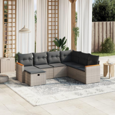 vidaXL 7 részes szürke polyrattan kerti ülőgarnitúra párnákkal kerti bútor