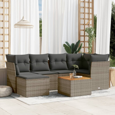 vidaXL 7 részes szürke polyrattan kerti ülőgarnitúra párnákkal kerti bútor