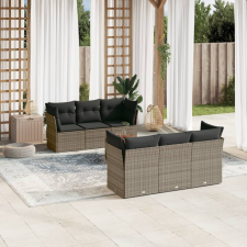 vidaXL 7 részes szürke polyrattan kerti ülőgarnitúra párnákkal kerti bútor