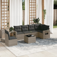 vidaXL 7 részes szürke polyrattan kerti ülőgarnitúra párnákkal kerti bútor