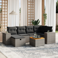 vidaXL 7 részes szürke polyrattan kerti ülőgarnitúra párnákkal kerti bútor