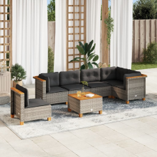 vidaXL 7 részes szürke polyrattan kerti ülőgarnitúra párnákkal kerti bútor