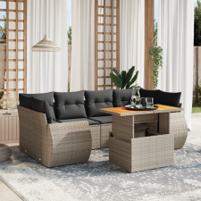 vidaXL 7 részes szürke polyrattan kerti ülőgarnitúra párnákkal kerti bútor