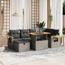 vidaXL 7 részes szürke polyrattan kerti ülőgarnitúra párnákkal kerti bútor