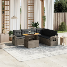 vidaXL 7 részes szürke polyrattan kerti ülőgarnitúra párnákkal kerti bútor