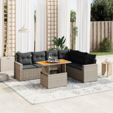 vidaXL 7 részes szürke polyrattan kerti ülőgarnitúra párnákkal kerti bútor