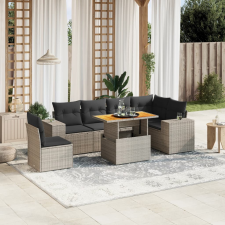 vidaXL 7 részes szürke polyrattan kerti ülőgarnitúra párnákkal kerti bútor
