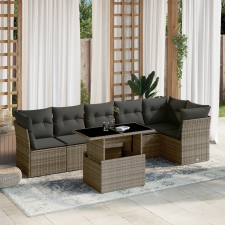 vidaXL 7 részes szürke polyrattan kerti ülőgarnitúra párnákkal kerti bútor