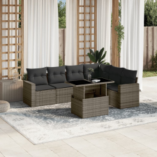 vidaXL 7 részes szürke polyrattan kerti ülőgarnitúra párnákkal kerti bútor