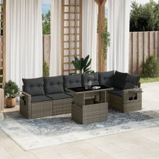 vidaXL 7 részes szürke polyrattan kerti ülőgarnitúra párnákkal kerti bútor