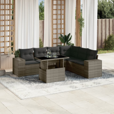 vidaXL 7 részes szürke polyrattan kerti ülőgarnitúra párnákkal kerti bútor