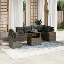 vidaXL 7 részes szürke polyrattan kerti ülőgarnitúra párnákkal kerti bútor