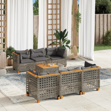 vidaXL 7 részes szürke polyrattan kerti ülőgarnitúra párnákkal kerti bútor