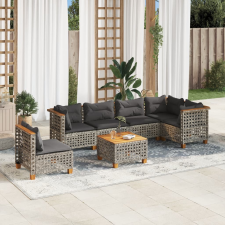 vidaXL 7 részes szürke polyrattan kerti ülőgarnitúra párnákkal kerti bútor