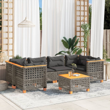 vidaXL 7 részes szürke polyrattan kerti ülőgarnitúra párnákkal kerti bútor