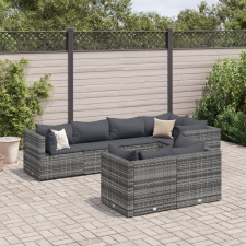 vidaXL 7 részes szürke polyrattan kerti ülőgarnitúra párnákkal kerti bútor