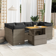 vidaXL 7 részes szürke polyrattan kerti ülőgarnitúra párnákkal kerti bútor