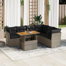 vidaXL 7 részes szürke polyrattan kerti ülőgarnitúra párnákkal kerti bútor