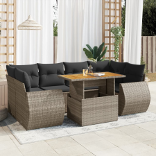 vidaXL 7 részes szürke polyrattan kerti ülőgarnitúra párnákkal kerti bútor