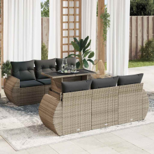 vidaXL 7 részes szürke polyrattan kerti ülőgarnitúra párnákkal kerti bútor