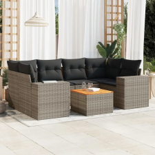 vidaXL 7 részes szürke polyrattan kerti ülőgarnitúra párnákkal kerti bútor