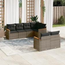 vidaXL 7 részes szürke polyrattan kerti ülőgarnitúra párnákkal kerti bútor
