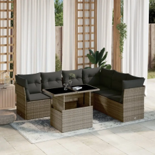 vidaXL 7 részes szürke polyrattan kerti ülőgarnitúra párnákkal kerti bútor