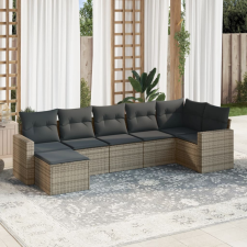 vidaXL 7 részes szürke polyrattan kerti ülőgarnitúra párnákkal kerti bútor