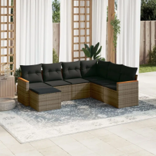 vidaXL 7 részes szürke polyrattan kerti ülőgarnitúra párnákkal kerti bútor